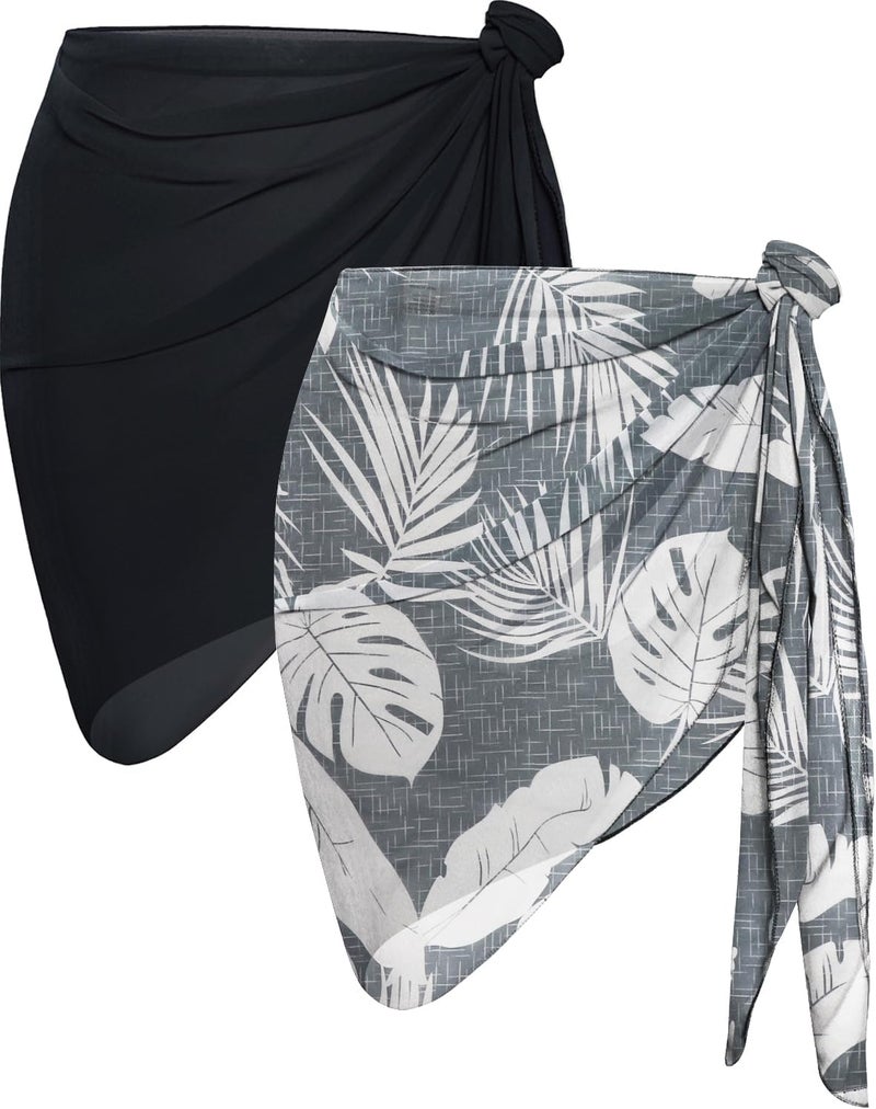 CHICGAL 2 Pieces Women Beach Sarong Bathing Suit Wrap Skirt Sheer Bikini Swimsuit Cover Ups for Swimwear - Image 1
